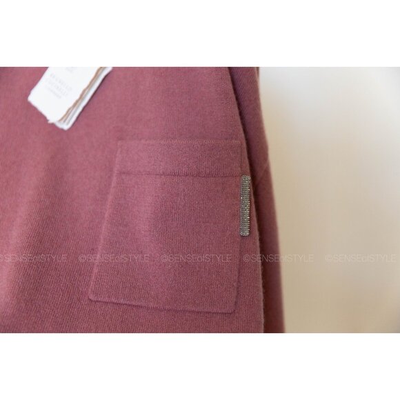 Brunello Cucinelli Cashmere Sweater With Monili Trim Pullover Pink size M - Picture 4 of 7